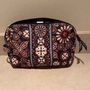 Vera Bradley brown floral makeup bag
